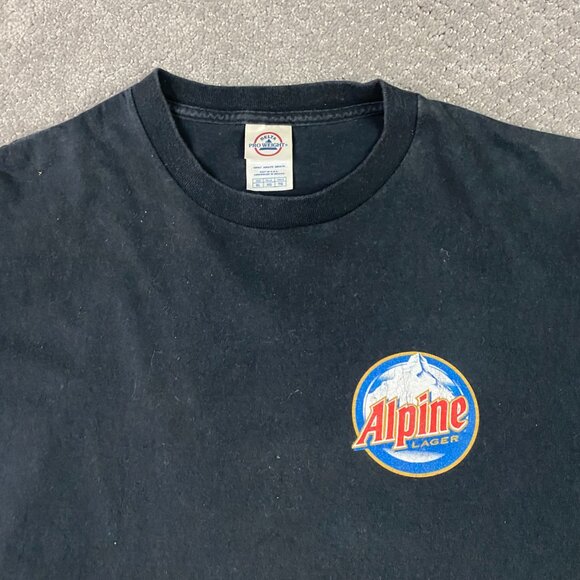 Vintage Alpine Lager Beer T Shirt Men's XL Fits like a Large Cotton Black - Picture 2 of 10